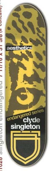 Aesthetics Singleton Endangered deck in the Aesthetics Skateboards Spring/Summer 2001 Catalog