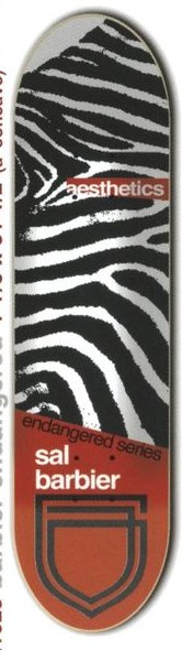 Aesthetics Barbier Endangered deck in the Aesthetics Skateboards Spring/Summer 2001 Catalog