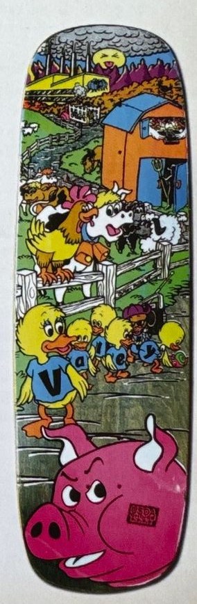 World Industries Vallely Barnyard deck in the The Disposable Skateboard Bible (Sean Cliver)