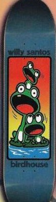 Birdhouse Santos Frogs deck in the Cali4nia Skate Express #80 1996