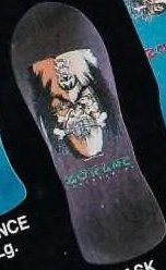 Zorlac Shrunken Mask deck in the Intensity Skates 1989