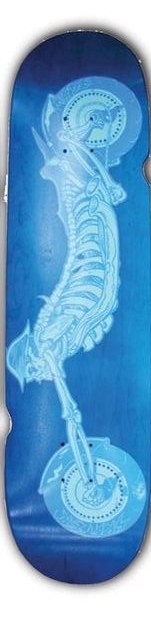 Skater Made GB2 (Blue, skeleton motorcycle) deck in the Skater Made 2018 Catalog