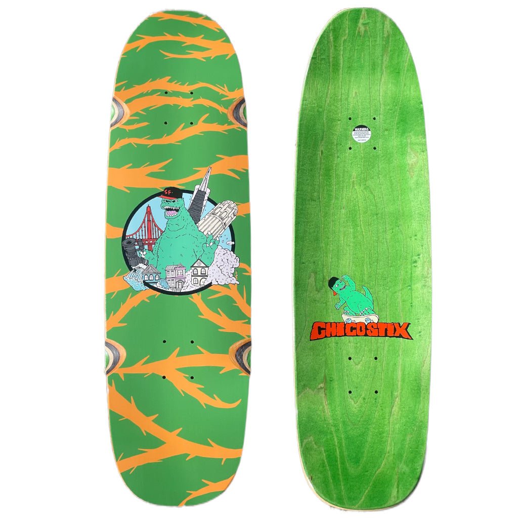 Chico Stix Gzilla Green Big Boy Shape With Wheel Wells deck