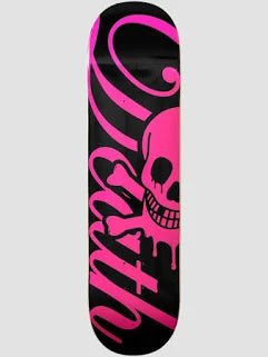 Death Skateboards Script graphic on popsicle squared shape (Pink) deck