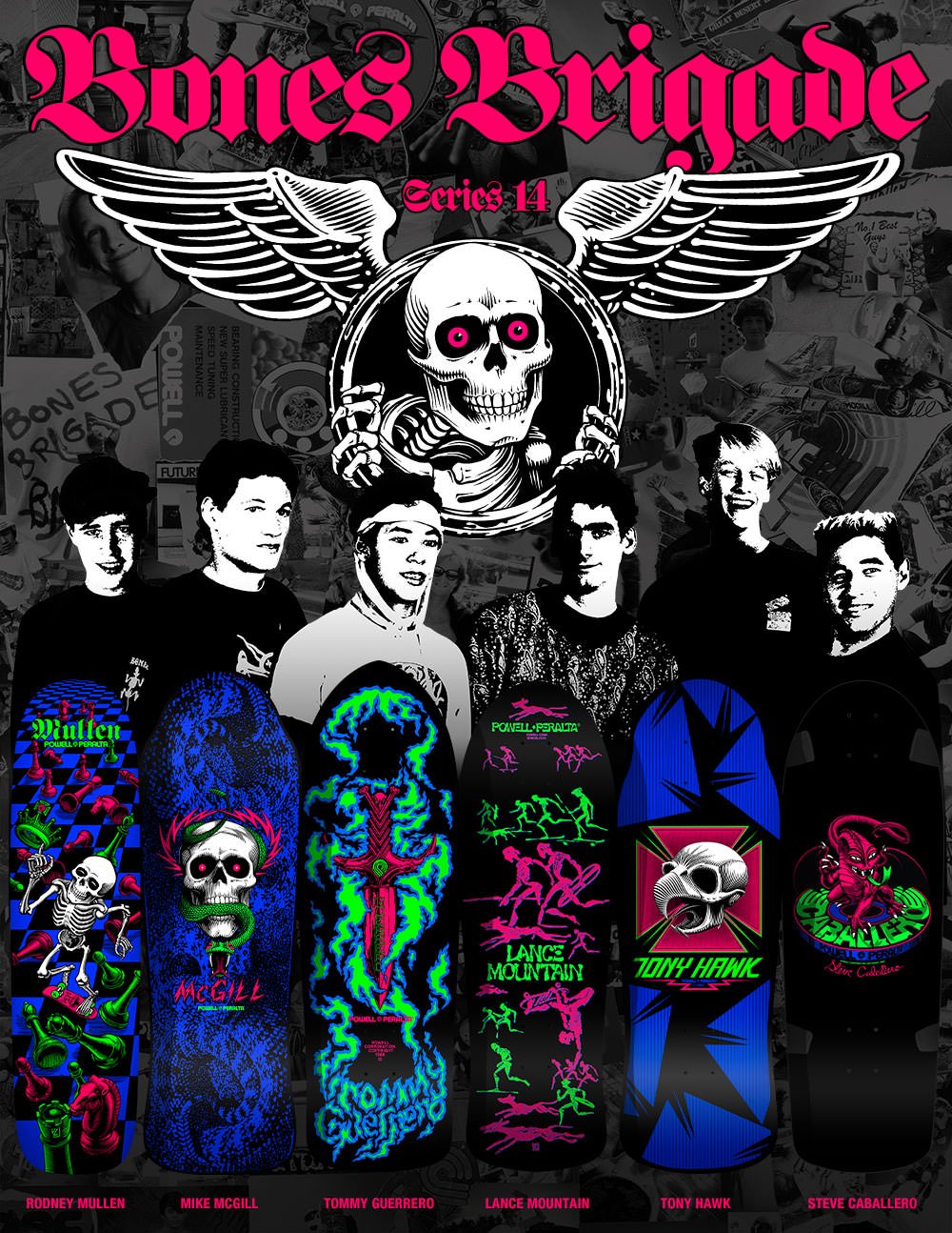 Powell Peralta Bones Brigade Series (Mullen, McGill, Guerrero, Mountain, Hawk & Caballero) deck