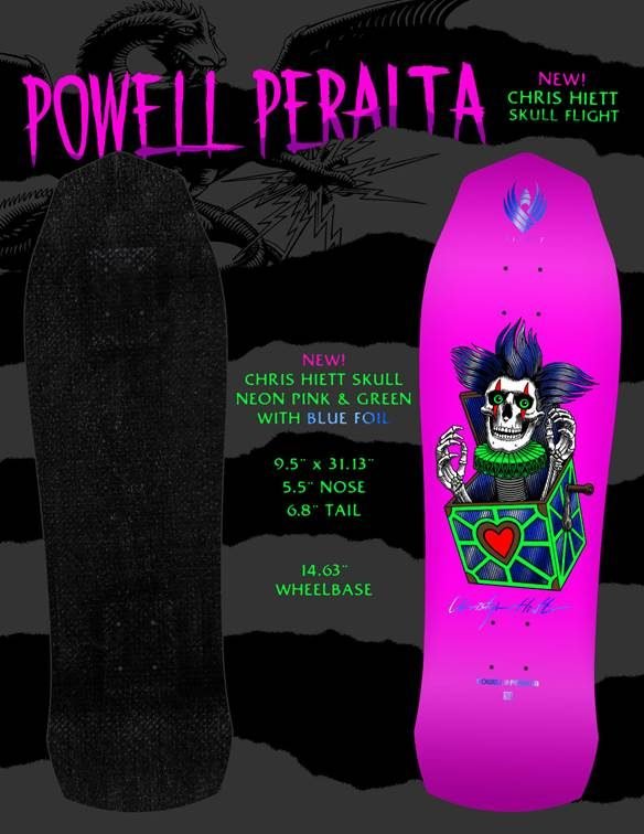 Powell Peralta Hiett Skull (Neon Pink & Green) deck