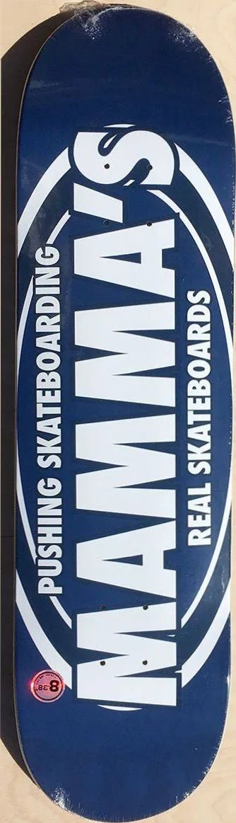 Real Mamma's Pushing Skateboarding Oval (Navy) deck
