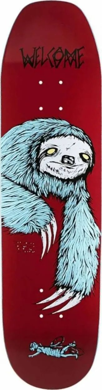 Welcome Sloth on Moon Trimmer Burgundy deck