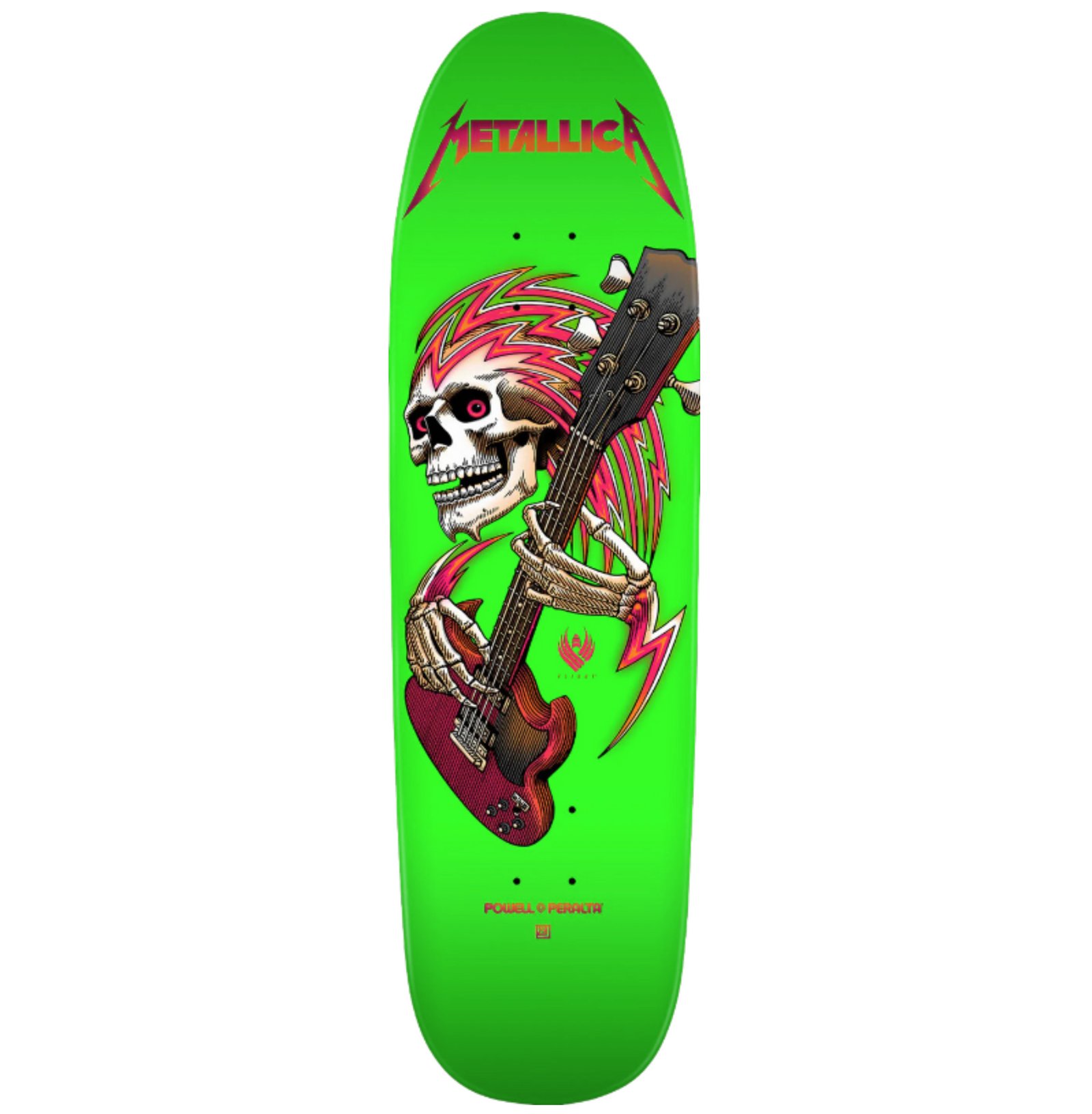 Powell Peralta Flight Metallica Collab Skateboar Lime Green deck