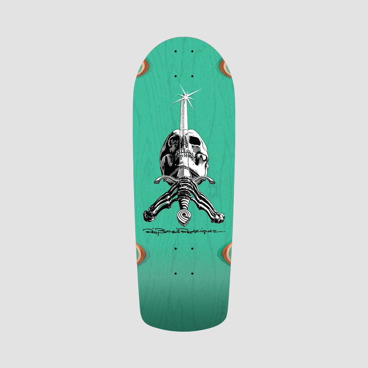 Powell Peralta OG Snub Ray Rodriguez Skull & Sword Teal Stain deck