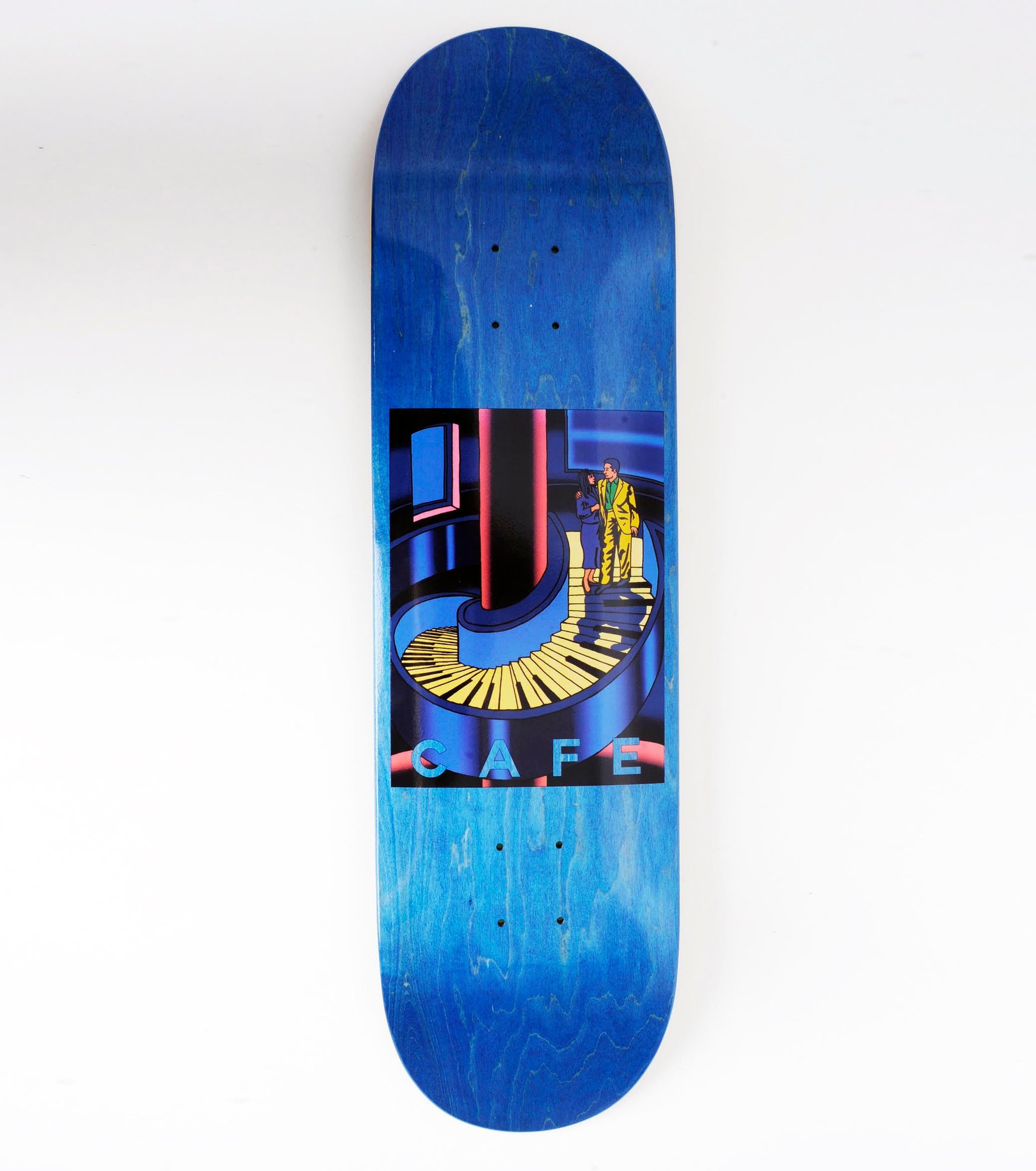 Skateboard Cafe Piano Staircase Blue Woodstain deck