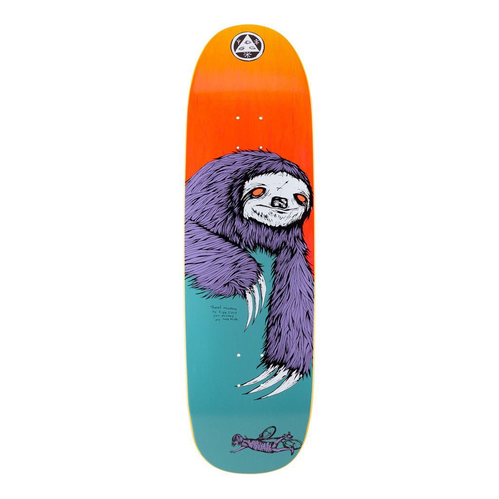 Welcome Sloth on Boline - Teal/Yellow Stain - 9.25 deck