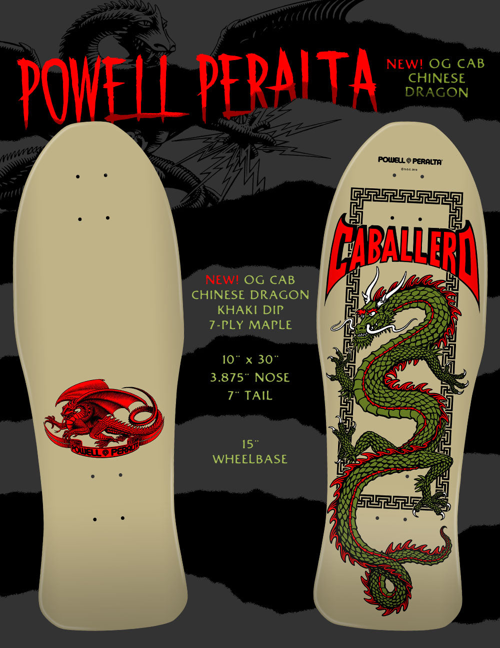 Powell Peralta Caballero Chinese Dragon Khaki deck