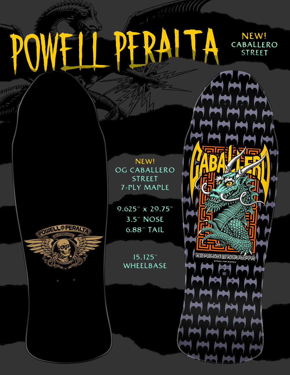 Powell Peralta Caballero Street Dragon Dnb Black Grey deck