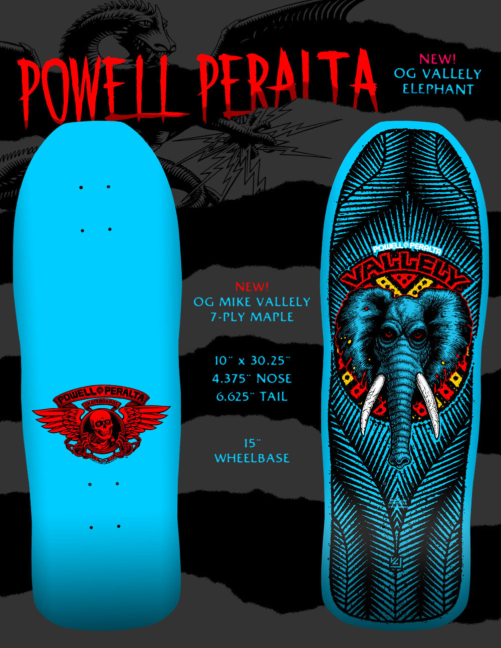 Powell Peralta Mike Vallely Elephant Blue [Autographed] deck