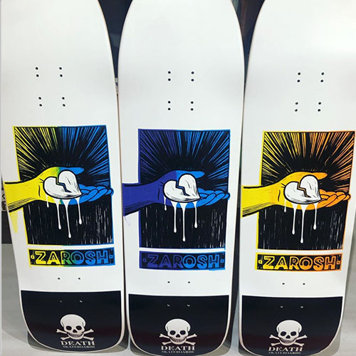 Death Skateboards Death Zarosh Heart 9 Hand Screened Pool - White - Death Skateboards deck