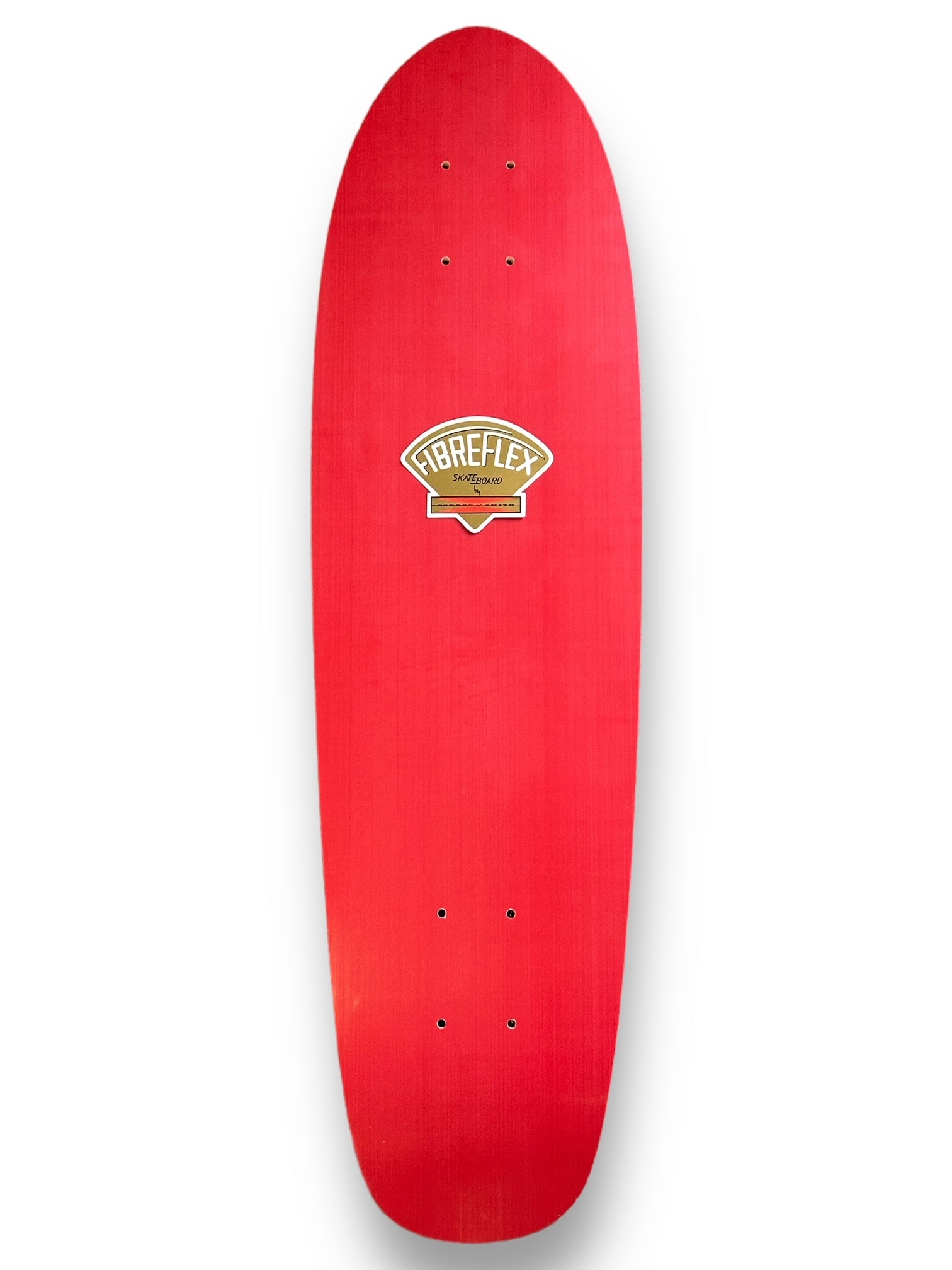 G&S Fibreflex BowlRider XL - Multiple Colors skateboard deck: Plain red-stained cruiser deck with a small gold fan-shaped Fibreflex badge near the nose.