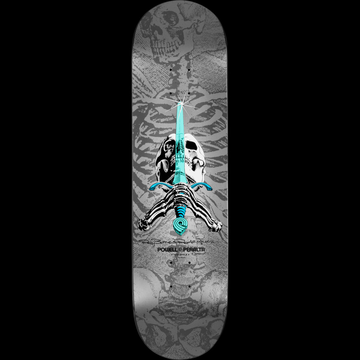 Powell Peralta Ray Rodriguez Skull & Sword "NOW" Silver - Shape 180 deck