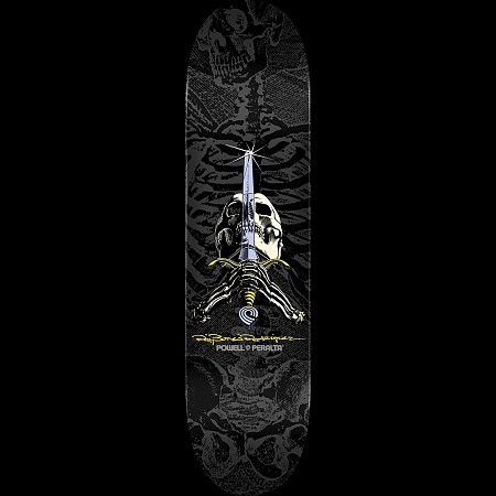 Powell Peralta Rodriguez Skull and Sword Grey/Black - Shape 245 deck