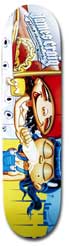 Blind Craig Suck skateboard deck: Cartoon scene of a man in sunglasses biting a hand or burger, with a blue-sleeved figure below, against red and yellow blocks. 'James Craig' lettering at the top.