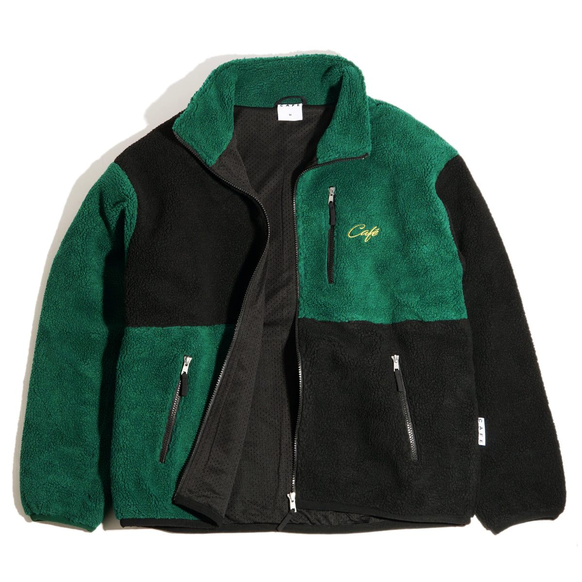 Skateboard Cafe Check Full Zip Fleece Forest Green / Black / Gold deck