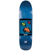 Foundation Classic Rodents That Race skateboard deck: Blue wood-stained shaped deck with a black-framed square picture of three cartoon mice driving small racing cars, in orange, green and red, from above, over a blue background. A small logo sits near the tail.