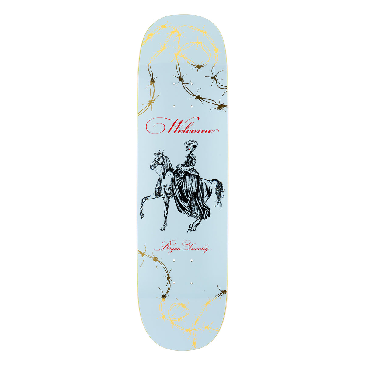 Welcome Ryan Townley Cowgirl on Enenra - Light Blue/Gold Foil - 8.5 deck