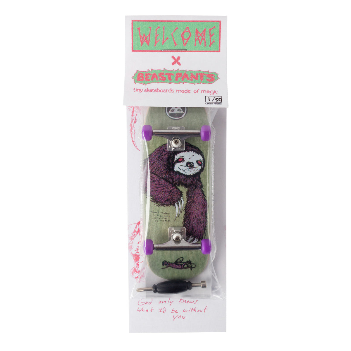Welcome X BeastPants Fingerboard - Sloth deck