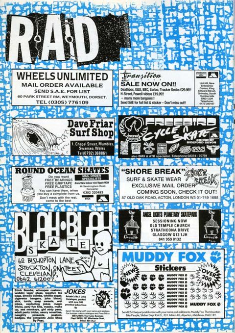 Local Skateboard Shop Adverts November 1989