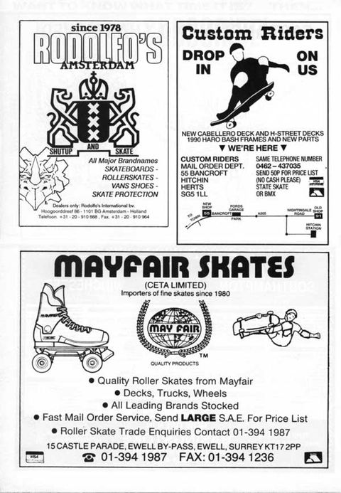 Skate shop adverts from international shop, hard-core shop and roller skate…