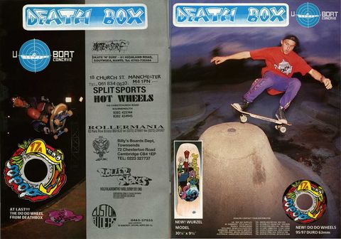 Death Box Skateboards advert from December 1989