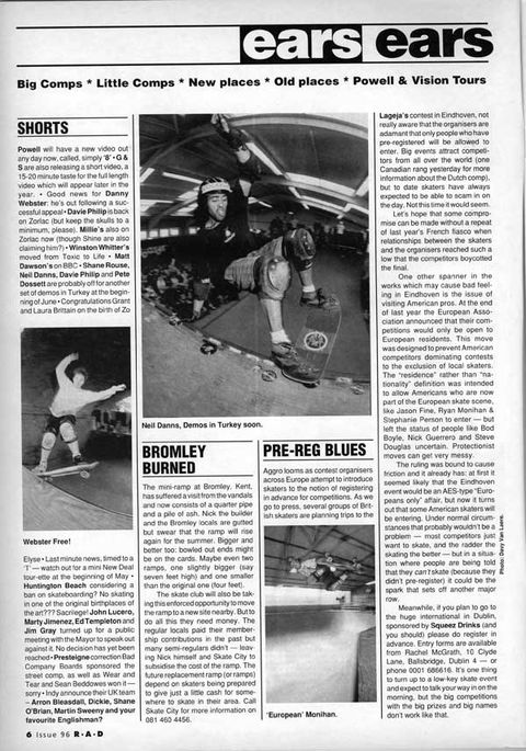 UK Skateboard News from May 1991