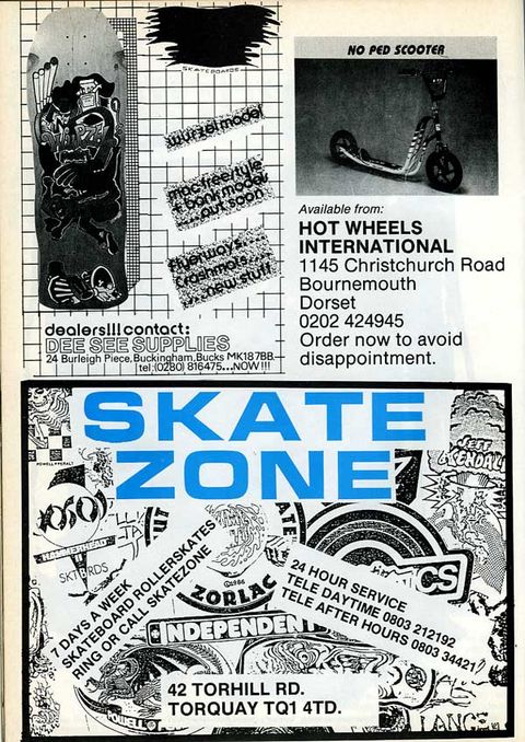 Skateboard History Death Box Hot Wheels and Skate Zone Adverts R.a.D Issue 58 1987