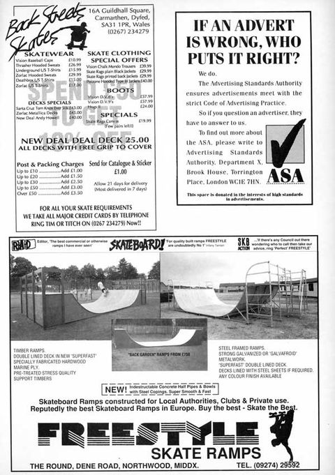 Freestyle Skate Ramps, Back Street Skates Adverts and others 1991