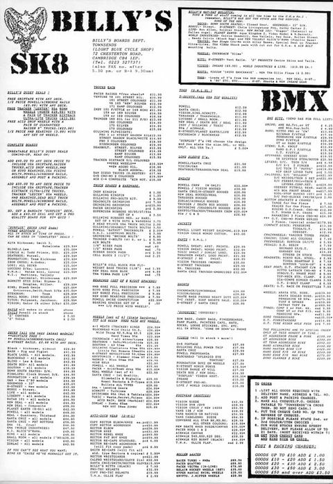 Billy's SK8 Shop Advert May 1991