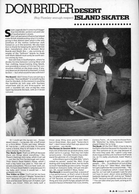 Don Brider — Desert Island Skateboarder
