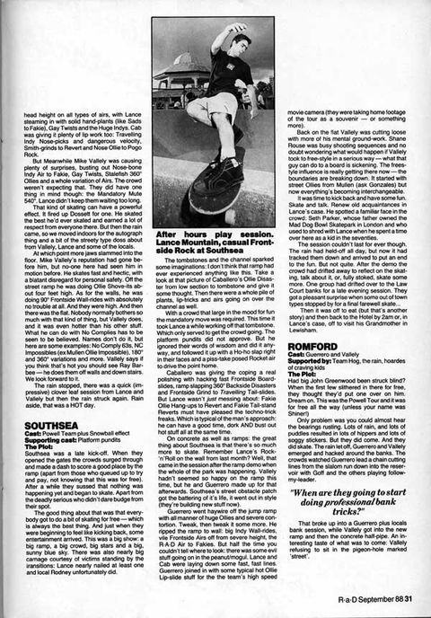 Powell skate tour, Southsea and Romford, 1988