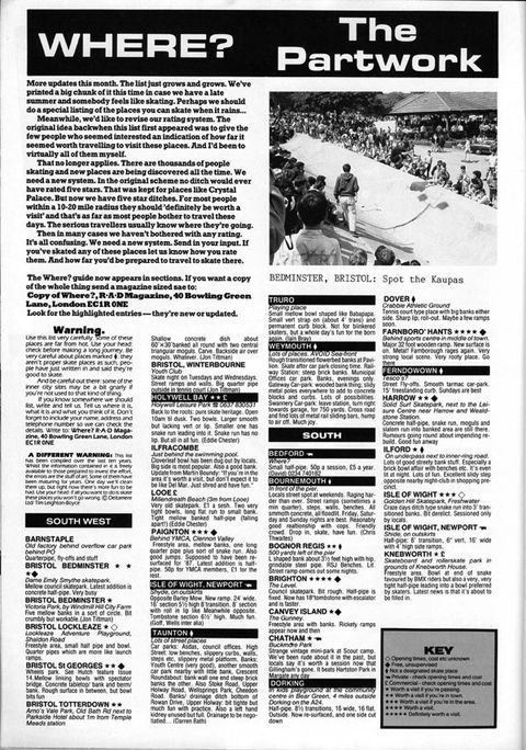 Guide to UK skateboard spots, as they were in 1988