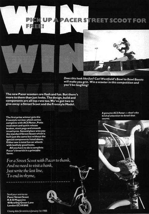 Win a Pacer Street Scoot (Closing Date January 1st 1988)