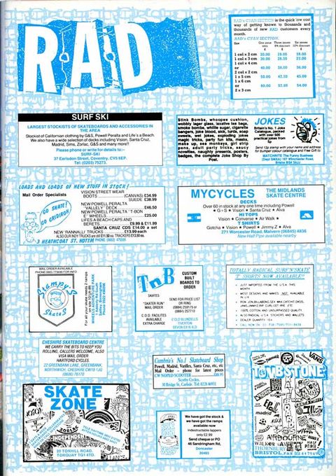 UK Skateboard Shop Adverts 1988 style