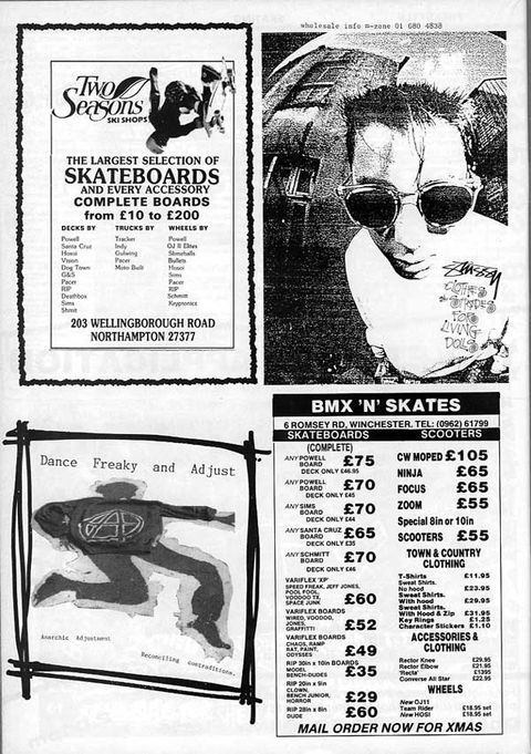 Two Seasons, Stussy, Anarchic Adjustment and Winchester BMX n Skates Adverts