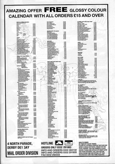 Rollersnakes Skateboard Mail Order Advert 1990