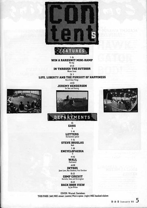 Contents of Issue 84, February 1990