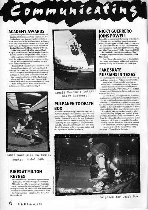 Ears – Communicating Knowledge – Skateboard news from February 1990