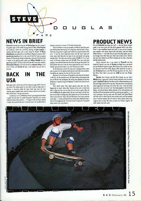 Steve Douglas USA Skateboard News February 1990