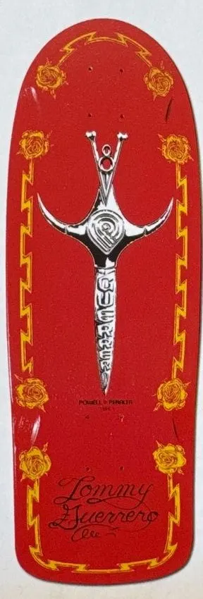Powell Peralta Guerrero Dagger deck in the The Disposable Skateboard Bible (Sean Cliver)