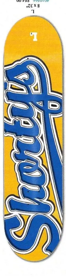 Shorty's Script Logo L (Yellow) deck in the CCS 2002 Summer