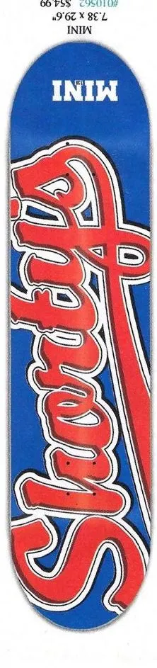 Shorty's Script Logo Mini (Blue) deck in the CCS 2002 Summer