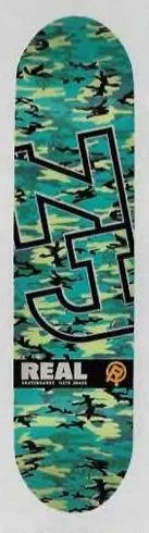 Real Jones Renewal (Teal Camo) deck in the Deluxe Distribution 2001 Fall