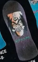 Zorlac Shrunken Mask deck in the Intensity Skates 1989